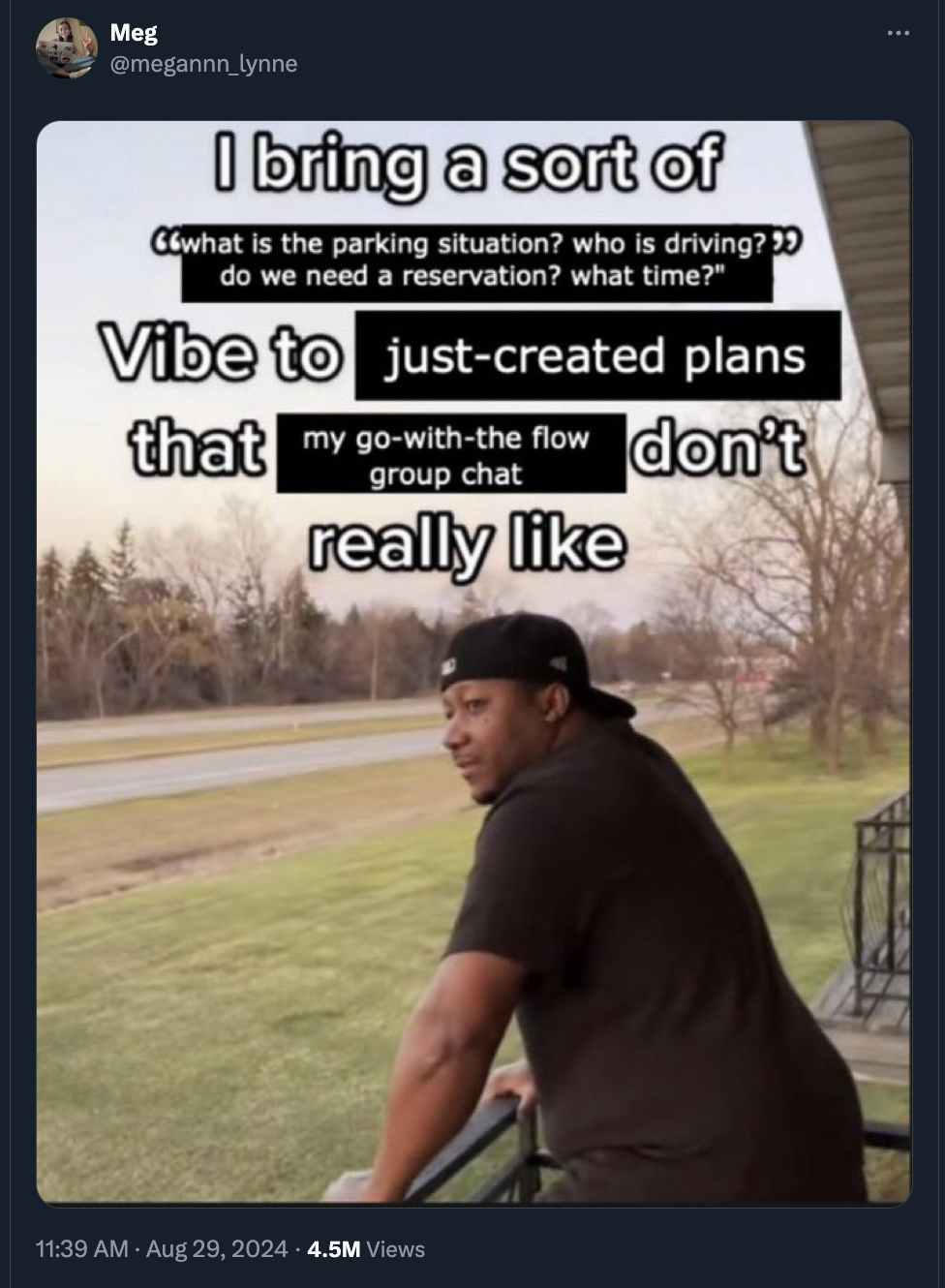 bring a sort of vibe - Meg I bring a sort of C6what is the parking situation? who is driving?" do we need a reservation? what time?" Vibe to justcreated plans that my gowiththe flow don't group chat really 4.5M Views